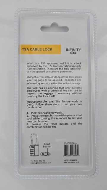 מנעול קוד INFINITY TSA LOCK 3dail