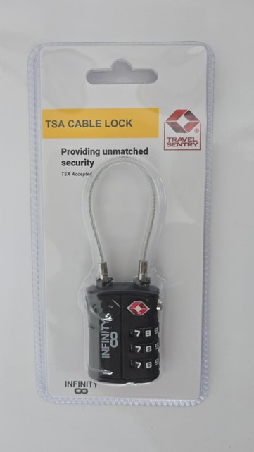 מנעול קוד + כבל -INFINITY TSA CABLE LOCK